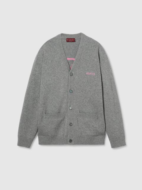GUCCI Wool cashmere cardigan with intarsia
