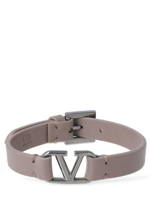 V Logo leather belt bracelet