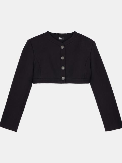 The Kooples BLACK WOOL AND COTTON JACKET