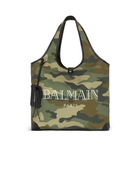 Camouflage canvas B-Army Grocery Bag with Vintage Balmain logo
