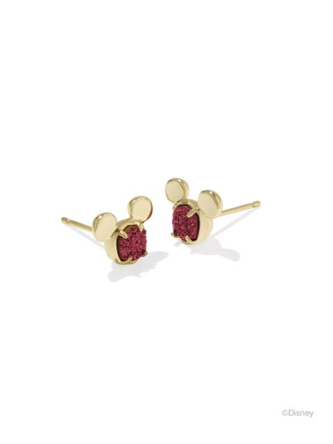 KENDRA SCOTT Disney | Kendra Scott Gold Mickey Mouse Stud Earrings in Bright Red Drusy