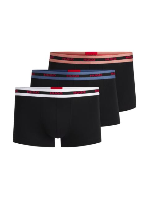 HUGO THREE-PACK OF STRETCH-COTTON TRUNKS WITH LOGO WAISTBANDS