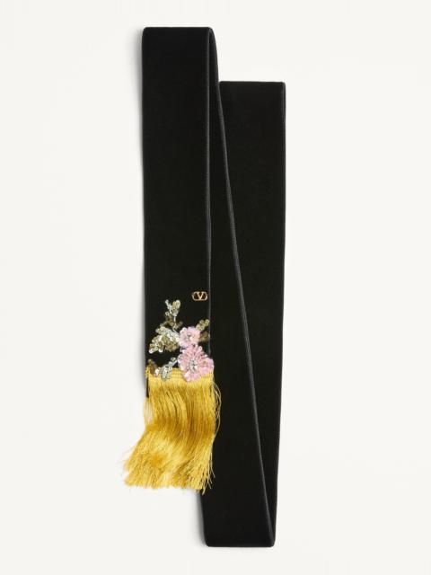 Valentino VALENTINO VELVET SCARF WITH EMBROIDERY