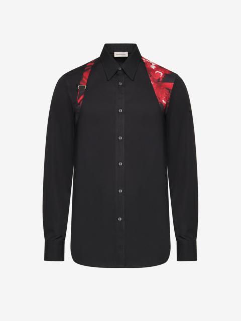 Men's Wax Flower Harness Shirt in Black