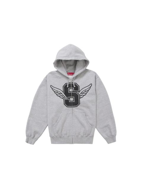 Supreme Wings Zip Up Hooded Sweatshirt Heather Grey