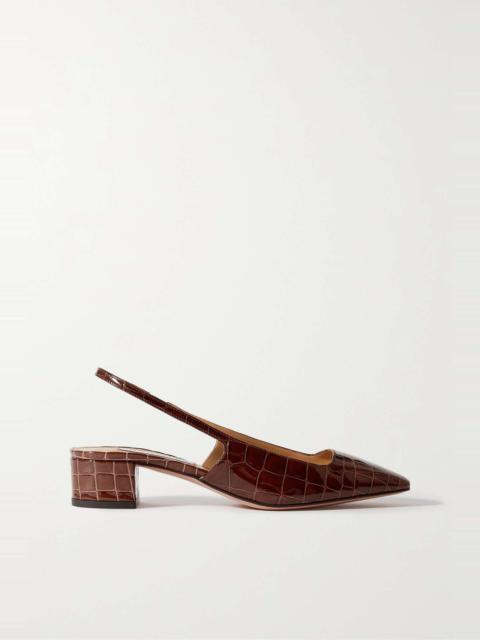 AQUAZZURA Ginza 35 croc-effect leather slingback pumps