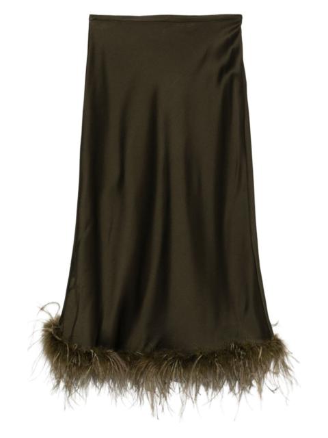 Blumarine feather-trimmed satin skirt