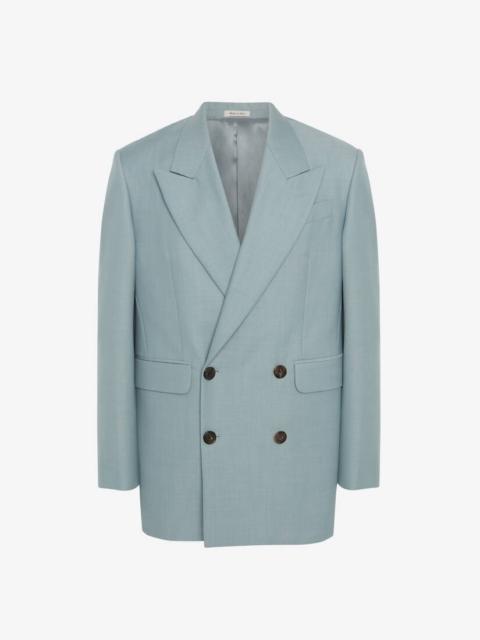 Double-breasted Wool Mohair Jacket in Paradise Blue