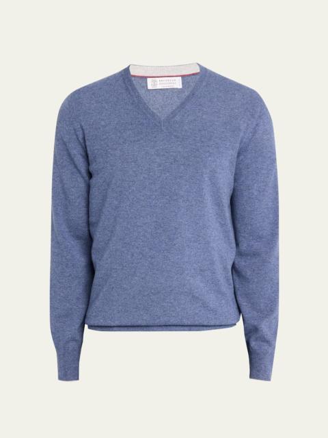 Brunello Cucinelli Men's Cashmere Knit V-Neck Sweater