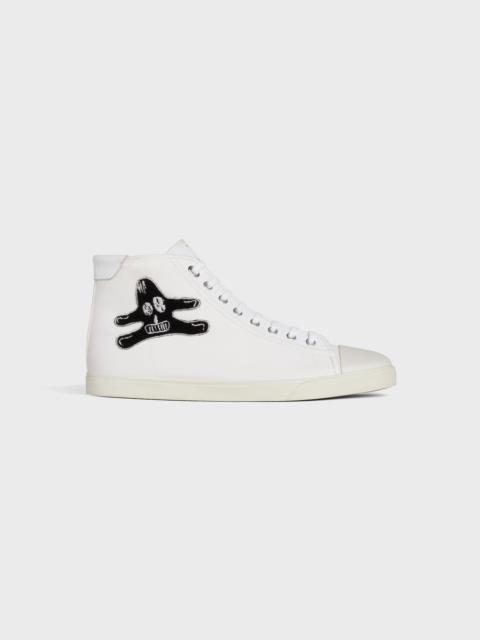 CELINE CELINE BLANK MID LACE UP SNEAKER IN CANVAS AND CALFSKIN WITH ANDRÉ BUTZER PRINT