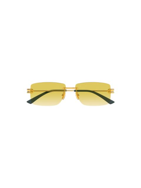 Bottega Veneta RECTANGULAR METAL SUNGLASSES (GOLD/YELLOW)