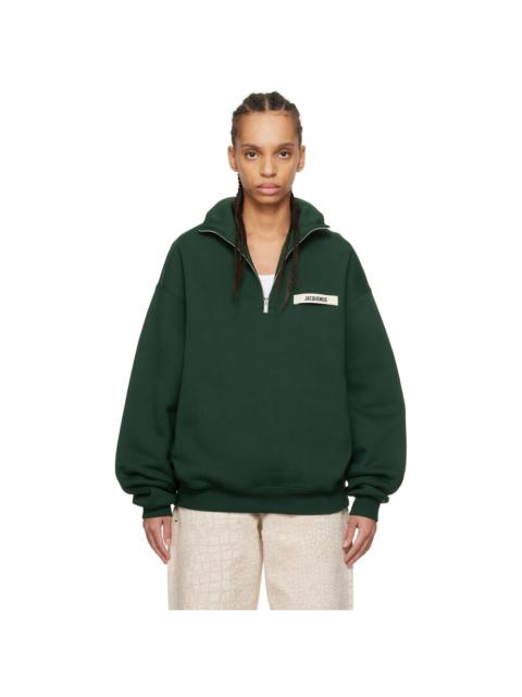 JACQUEMUS Green 'The Gros Grain zipped-rollneck' Sweatshirt