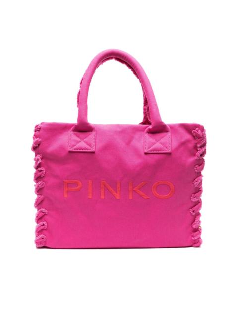 PINKO logo-embroidered beach bag