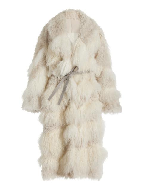 Emrys Oversized Shearling Cocoon Coat off-white