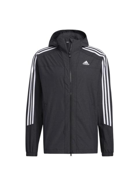 adidas M 3ST 247 CL JK Contrasting Colors Stripe Sports Hooded Jacket Black HC9962