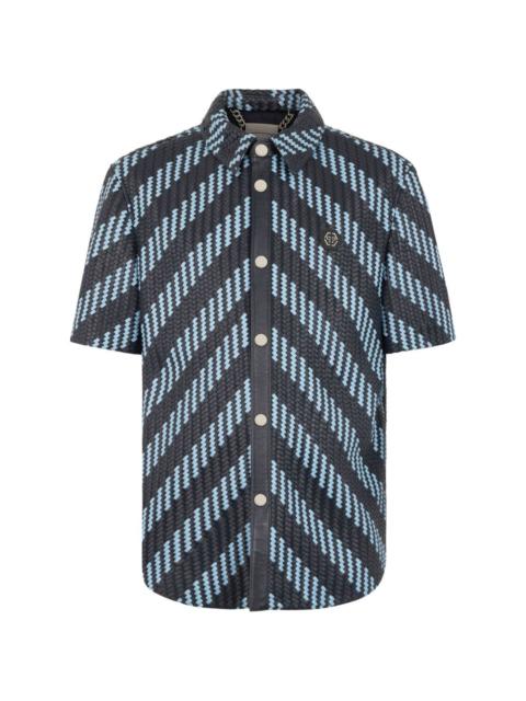 PHILIPP PLEIN woven striped leather shirt