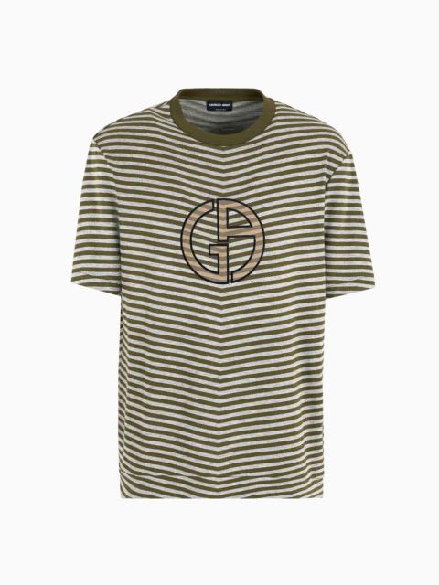 Chevron jacquard stretch viscose crew-neck T-shirt