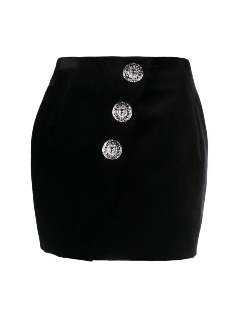 buttoned cotton-blend miniskirt