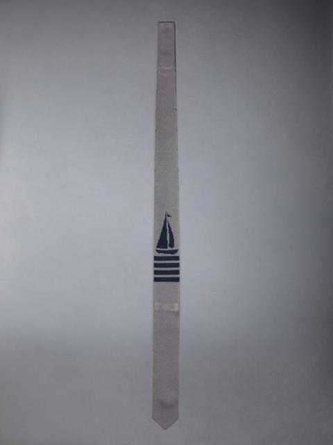 Thom Browne Silk Sailboat Icon Jacquard Knit 4-Bar Tie
