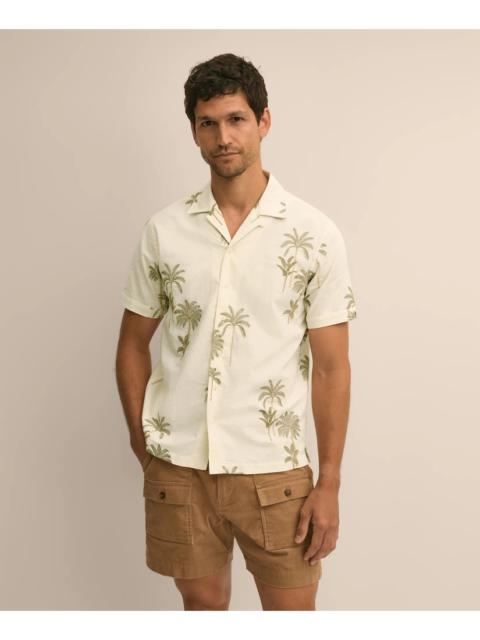 Brooks Brothers Cotton-Linen Camp Collar, Palm Tree Short-Sleeve Shirt