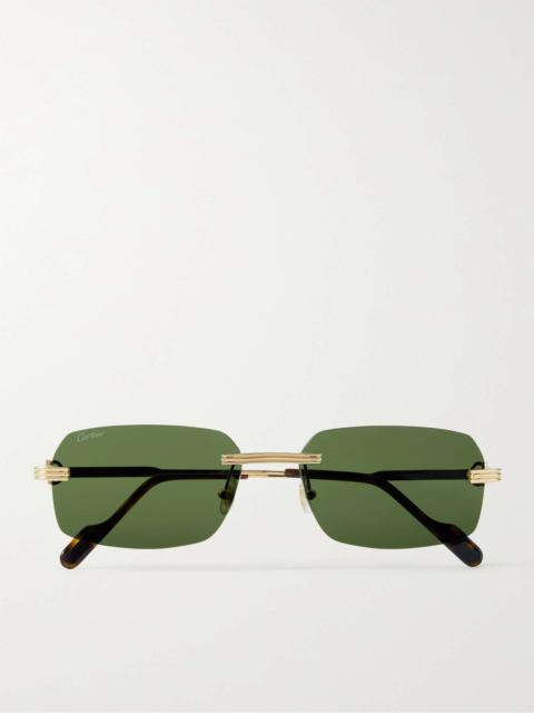 Cartier Rimless Rectangular-Frame Gold-Tone Sunglasses