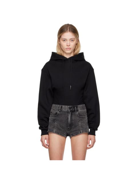 MUGLER Black Hoodie Bodysuit