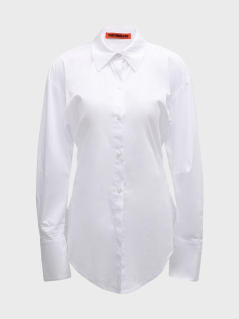 SIMONMILLER Loch Stretch Cotton Poplin Button-Front Shirt