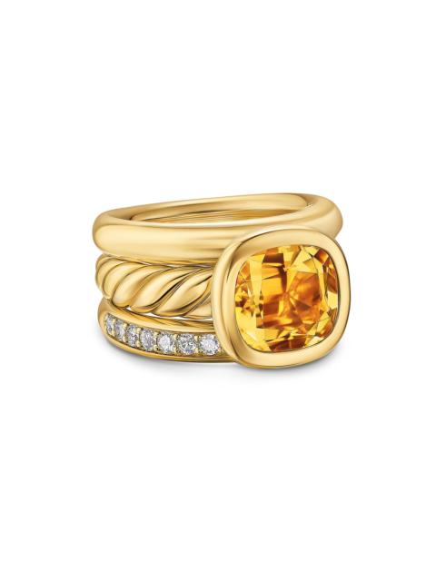 DAVID YURMAN Women's DY Mercer Three Row Stone Ring in 18K Yellow Gold - Citrine