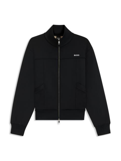 BOSS ZIP-UP SWEATSHIRT WITH CONTRAST LOGO