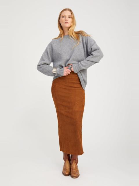 SPRWMN DARK COGNAC SUEDE MAXI TUBE SKIRT
