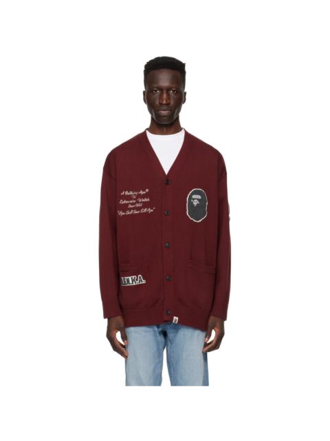 A BATHING APE® Burgundy Embroidered Cardigan