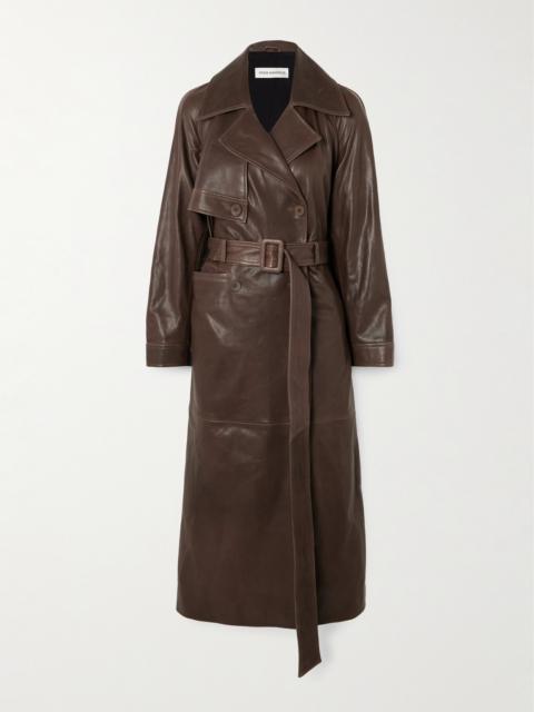 NOUR HAMMOUR Valetta Double-breasted Belted Leather Trench Coat
