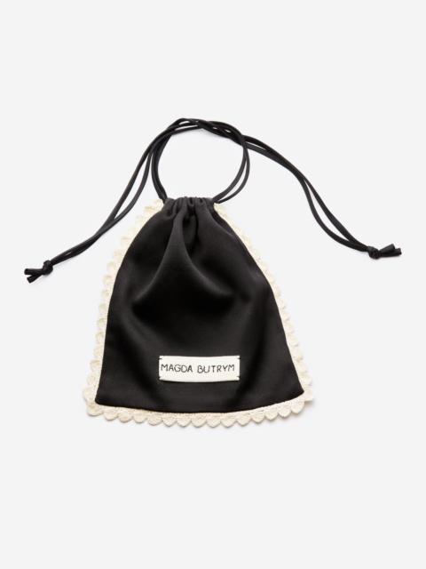 MAGDA BUTRYM Silk pouch with crochet trim in black