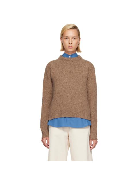 RÓHE Tan Fitted Mouliné Crewneck Sweater