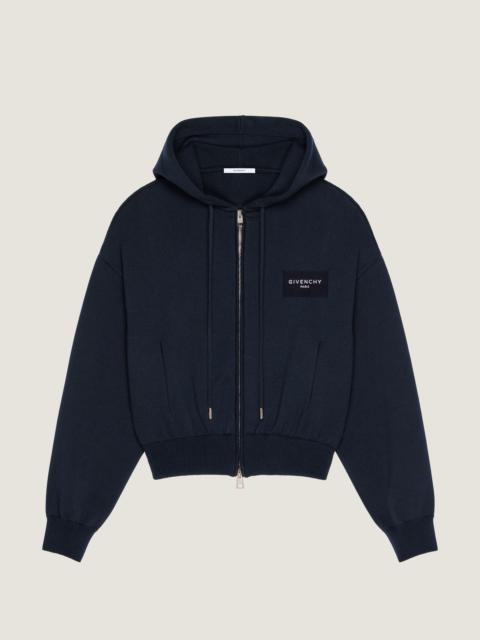 Givenchy ZIPPED HOODIE IN WOOL AND COTTON WITH GIVENCHY PARIS