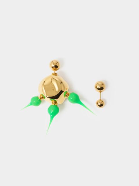 SUNNEI SPIKE RUBBERIZED ROUND EARRINGS / gold / neon green