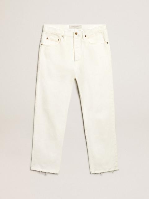 Stonewashed-effect white jeans
