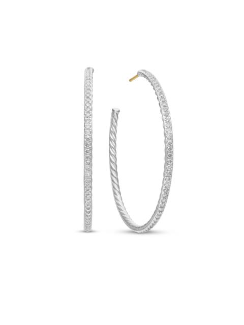 DAVID YURMAN Women's Pavé Hoop Earrings in Sterling Silver with Diamonds, 50.3MM - Diamond