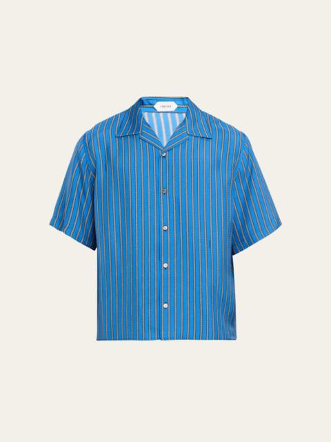 VERSACE Men's Meandr Print Silk Camp Shirt