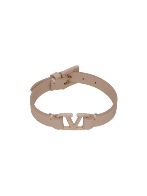 Valentino Pink Leather VLogo Bracelet