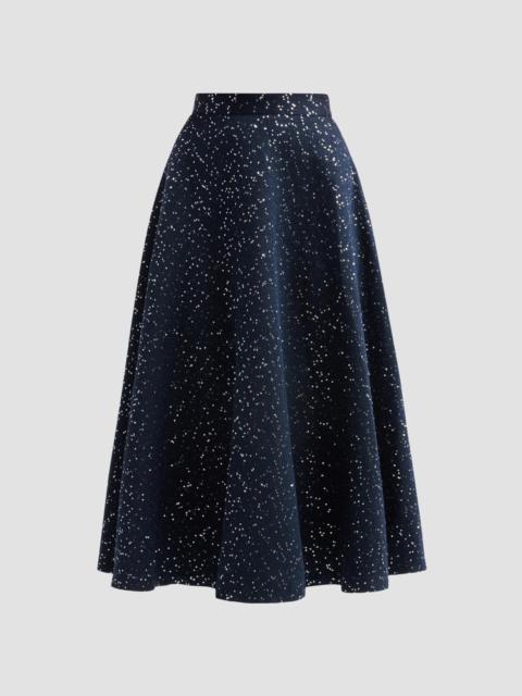 Oscar de la Renta Women's Sequin Tweed A-Line Skirt - Navy
