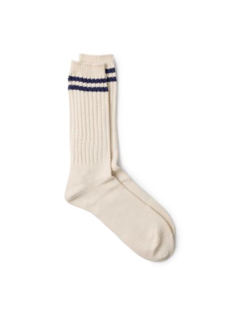 ANONYMOUSISM Anonymous Ism OC 2Line Pique Rib Crew Sock Navy
