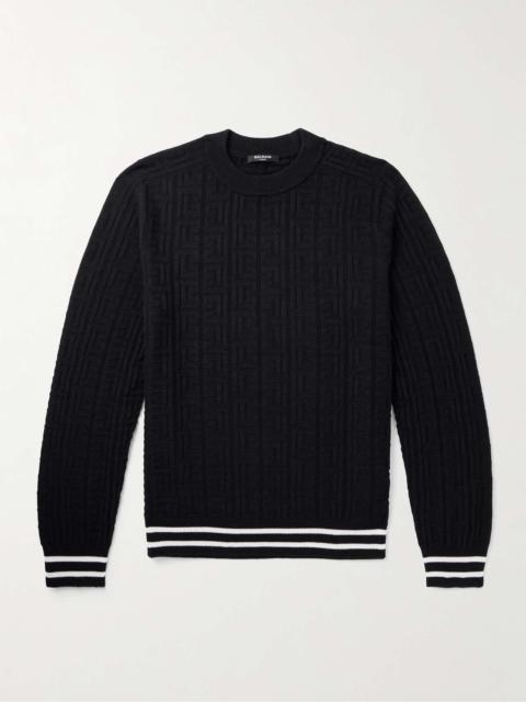 Striped Monogrammed Merino Wool Sweater