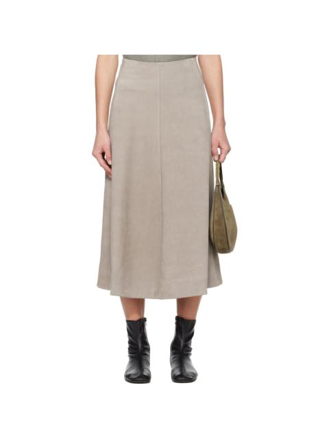 RIER Gray Crust Suede Midi Skirt
