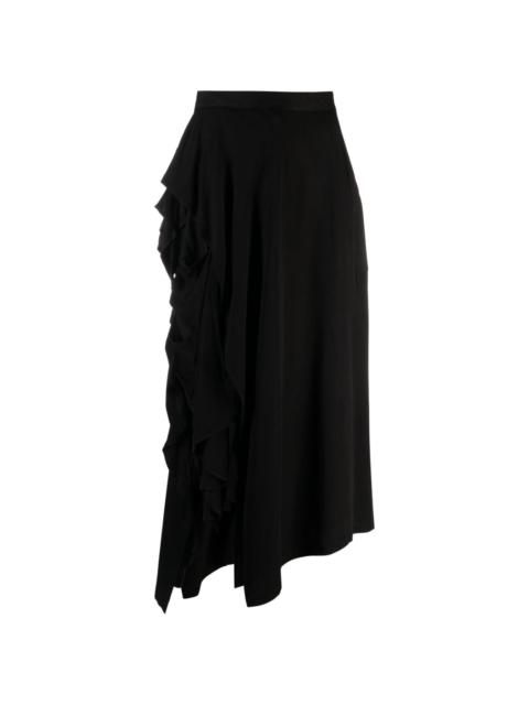 Yohji Yamamoto ruffled-detail asymmetric maxi skirt