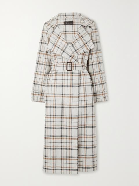 Loro Piana Bille Checked Belted Linen Trench Coat