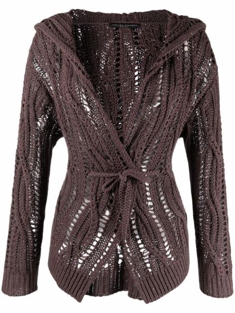 FABIANA FILIPPI sequin cable-knit hooded cardigan