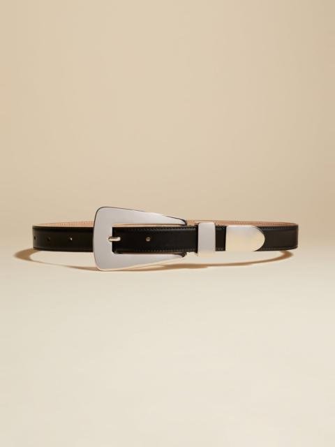 KHAITE The Lucca Belt in Black Leather with Silver
