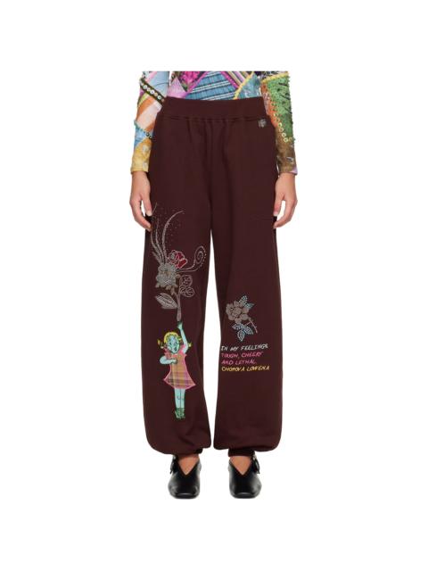 Chopova Lowena Brown Feelings Hope Sweatpants