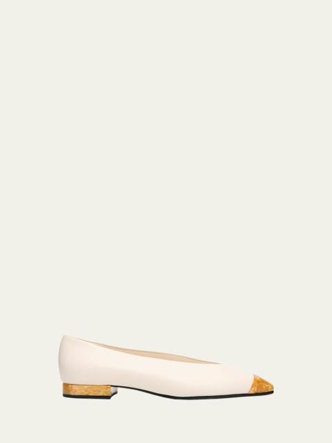 Loro Piana Rebecca Tipped Leather Ballerina Flats